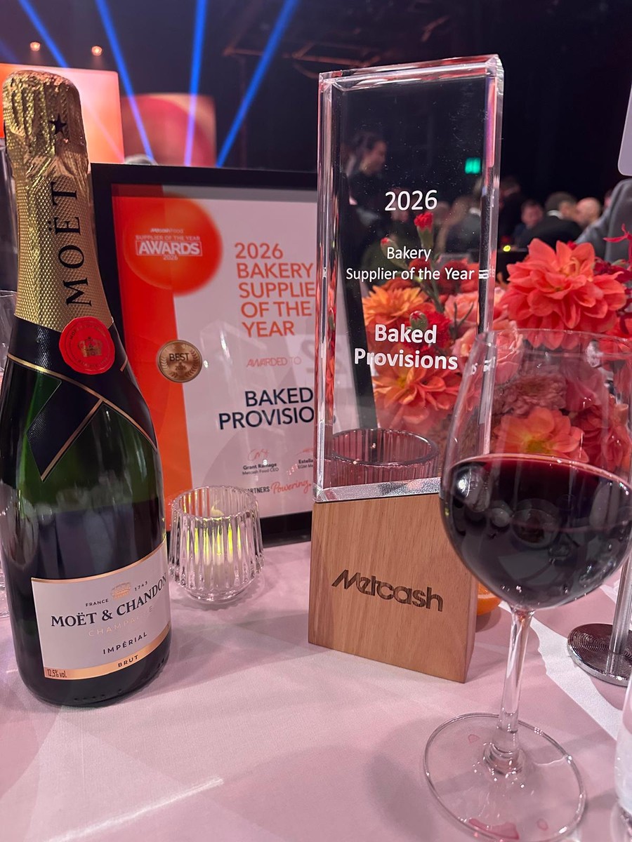 Metcash Bakery Supplier of the Year 2026 trophy and certificate, awarded to Baked Provisions